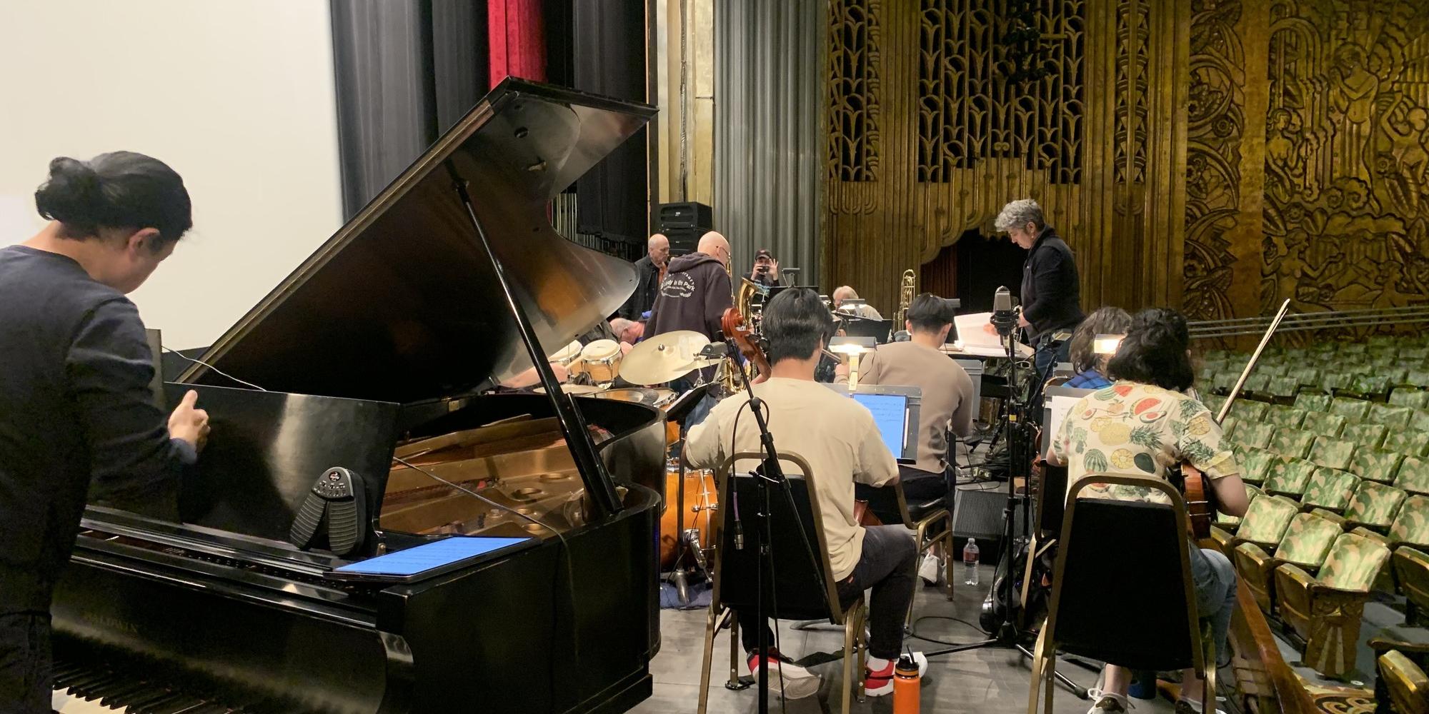 SFCM students rehearsing inside the Paramount Theatre.