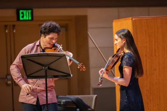 Augustin Hadelich and Sofia Malvinni.