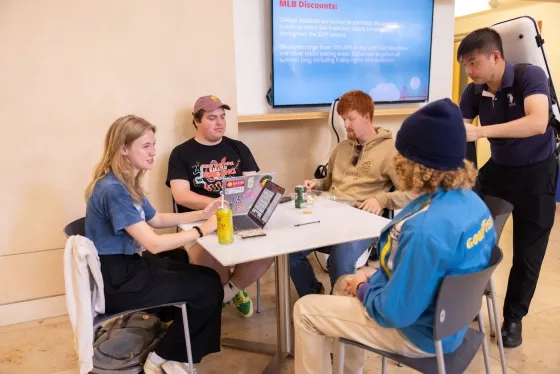 SFCM students in blue bird cafe.