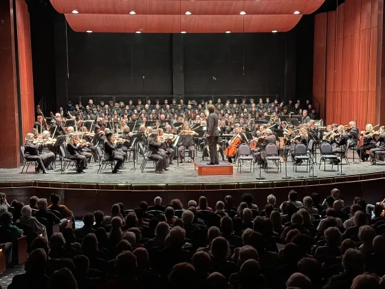 Performers and audience members inside the Hofmann Theatre at the Lesher Center for the Arts. 