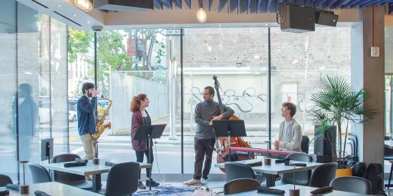 SFCM musicians play at the Uccello Lounge.